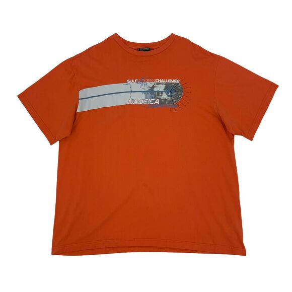 Nautica T-Shirt Men's Size L Tangerine Orange Short Sleeve Cotton Gulf Stream - Picture 1 of 8